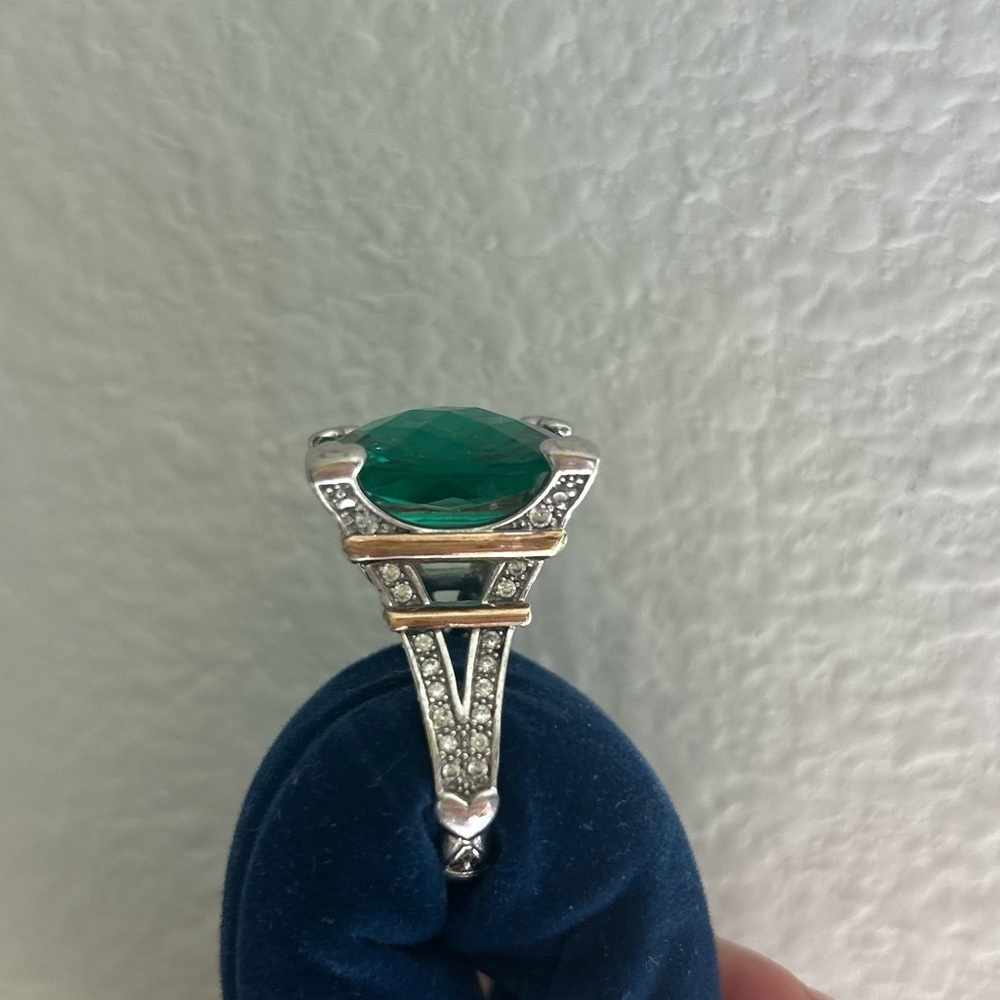 Ring of 925 rhodium-plated sterling silver and 18-carat gold with zircons,